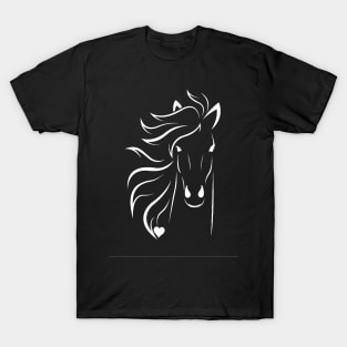 White design horse and heart T-Shirt